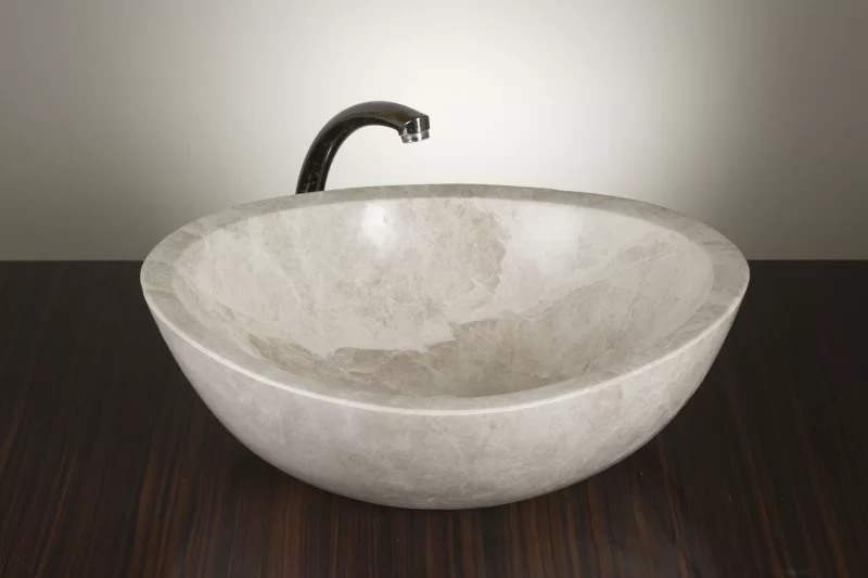 Elliptic Design Beige Elegant Marble Basin 