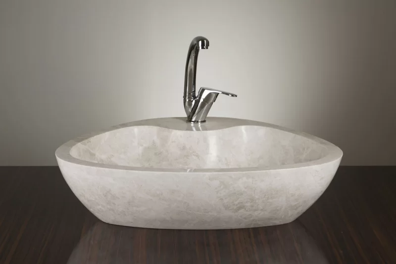 Elliptic Design Beige Elegant Marble Basin 